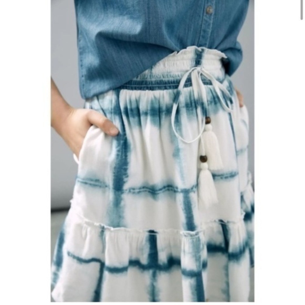 Anthropologie Blue and White Tie-Dye Mini Skirt